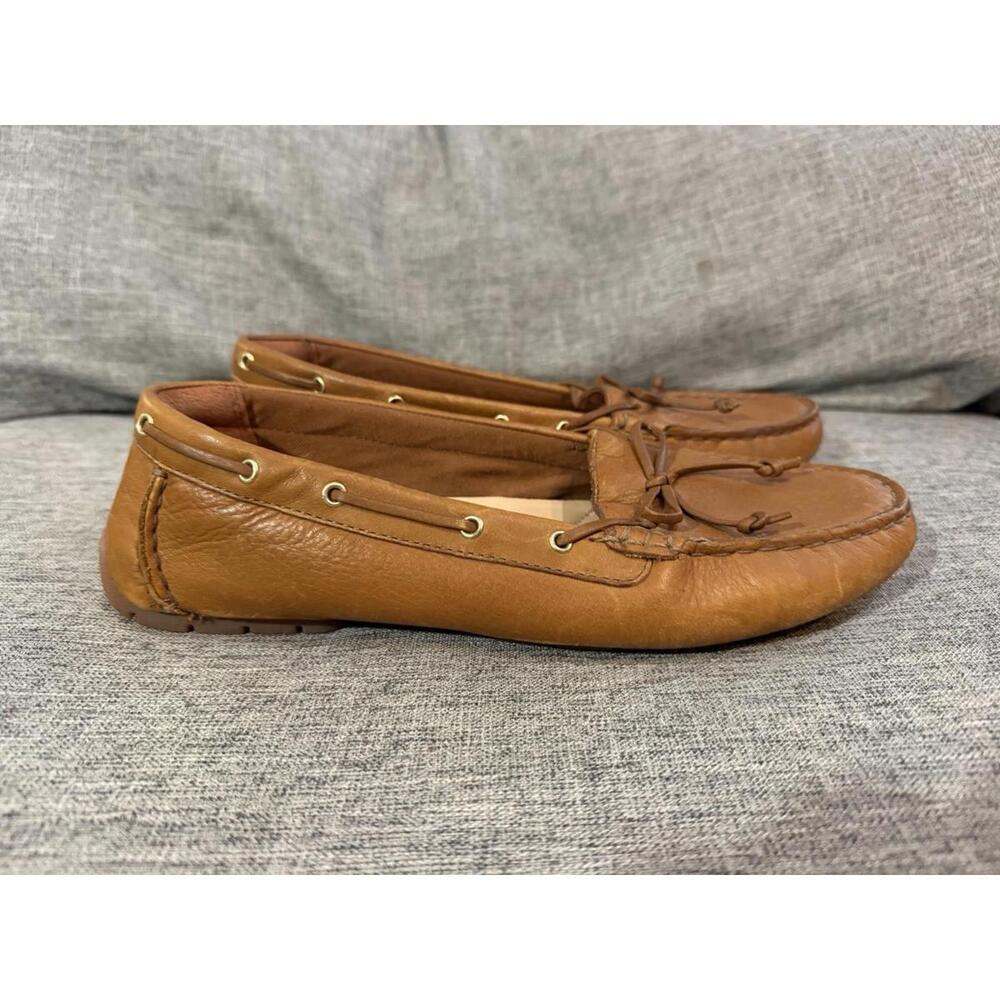 Clarks C Mocc Womens 9 Tan Leather Rawhide Laces Slip On Shoes - Picture 2 of 10